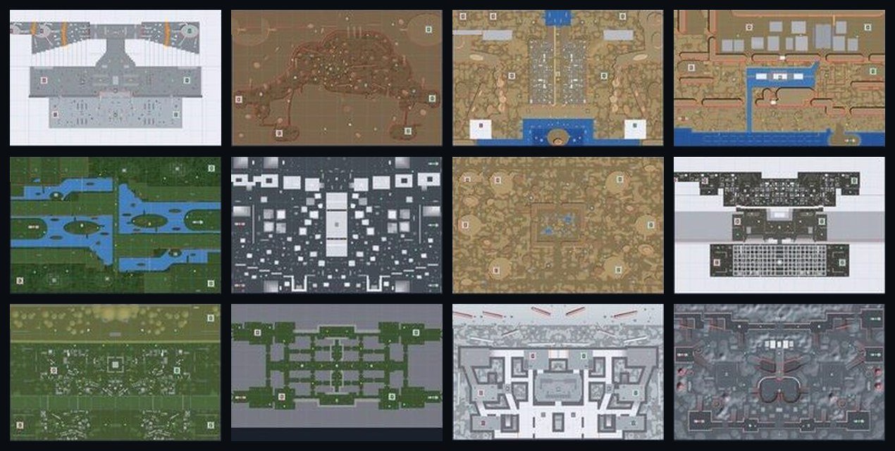 Twelve maps seen from above
