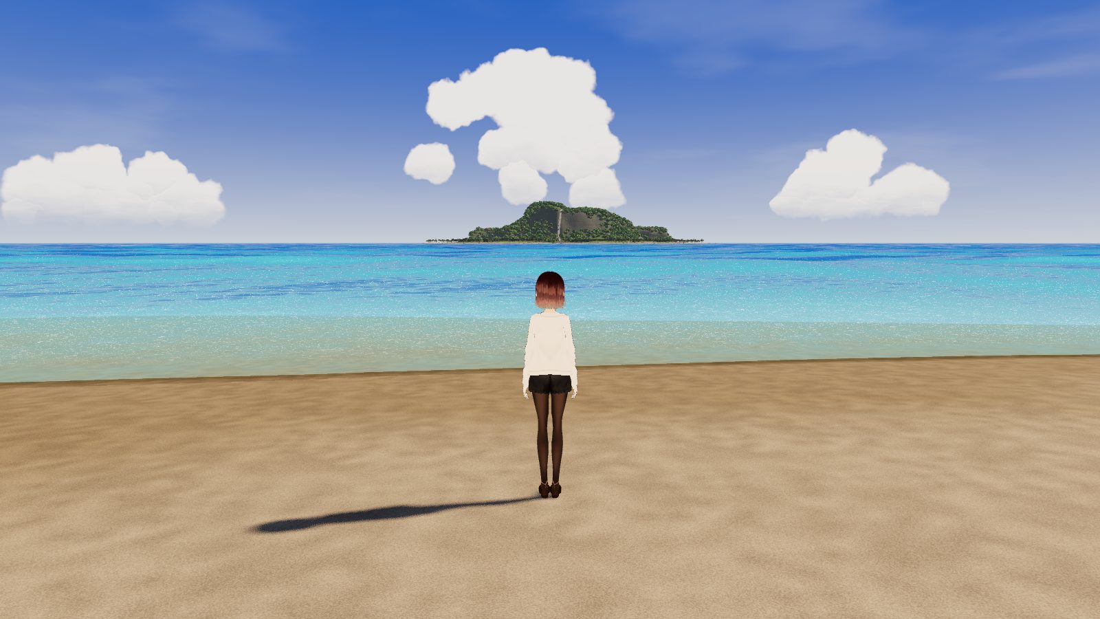 Looking out from the beach at an island offshore
